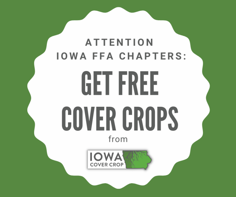 green and white illustration sharing free cover crops with Iowa FFA Chapters from Iowa Cover Crop