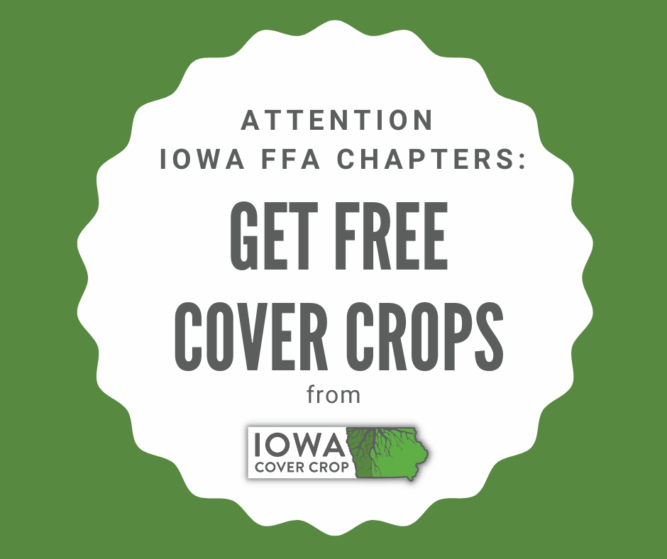 green and white illustration sharing free cover crops with Iowa FFA Chapters from Iowa Cover Crop